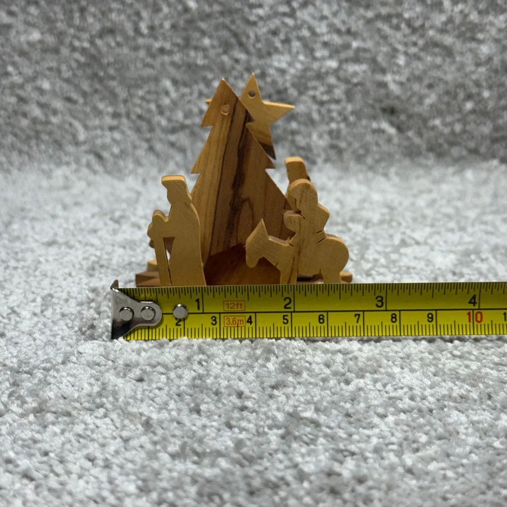 Olive Wood Nativity Christmas Ornaments Handcrafted Set of 3‎ Bethlehem Scenes